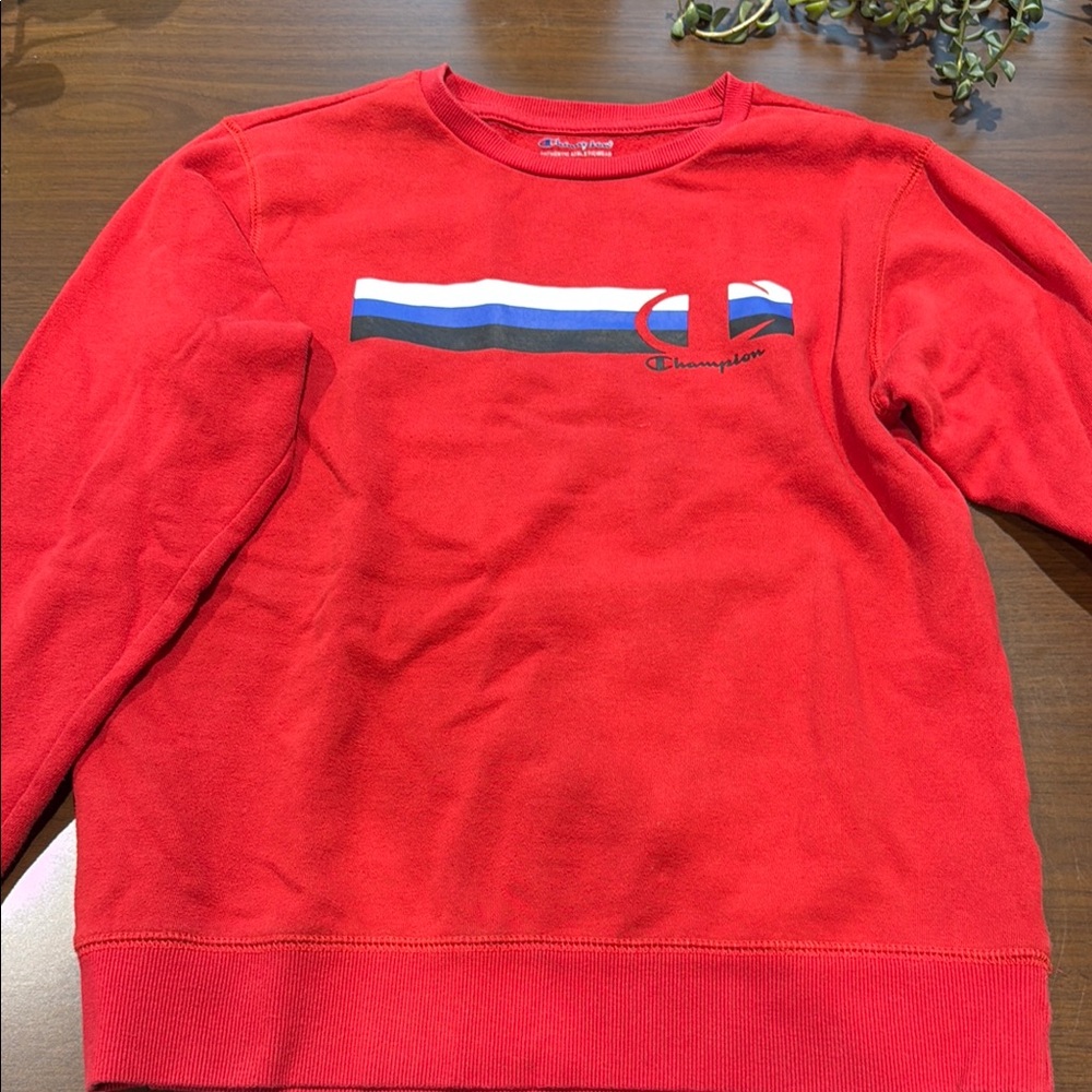 Champion Red Crewneck Sweater Classic Casual